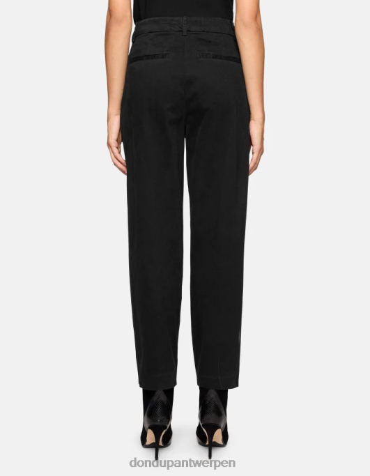 kleding DONDUP Sheryl losvallende katoenen broek zwart vrouwen 4X00H237