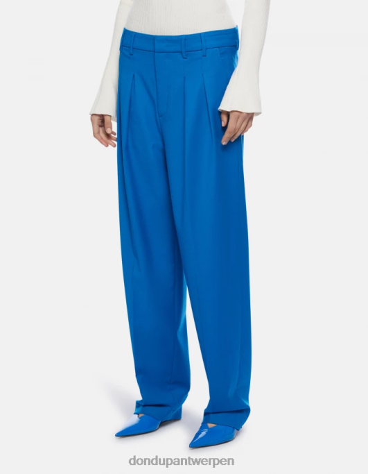 kleding DONDUP daly losvallende flanellen broek turkoois vrouwen 4X00H194