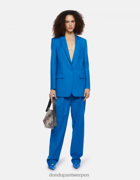 kleding DONDUP daly losvallende flanellen broek turkoois vrouwen 4X00H194