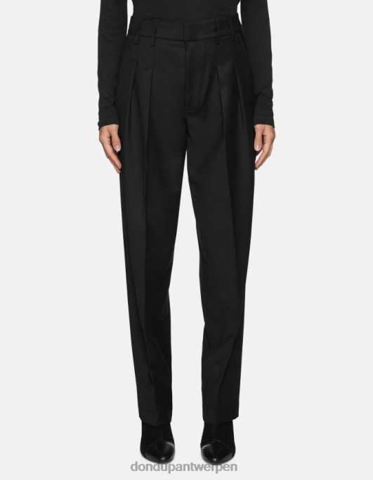 kleding DONDUP daly losvallende flanellen broek zwart vrouwen 4X00H195