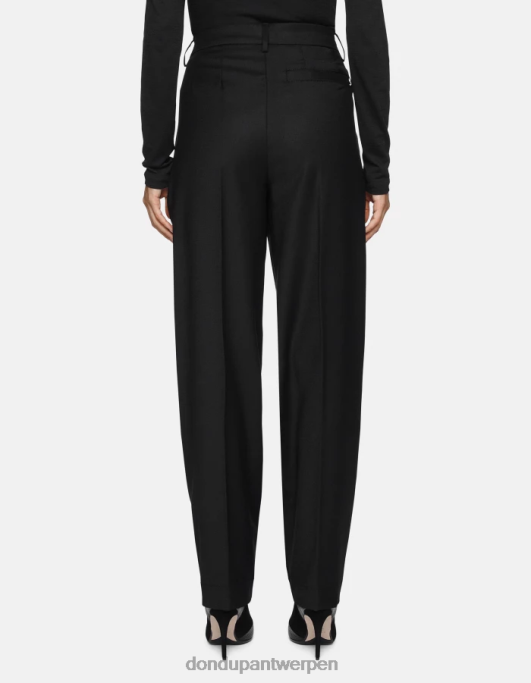 kleding DONDUP daly losvallende flanellen broek zwart vrouwen 4X00H195