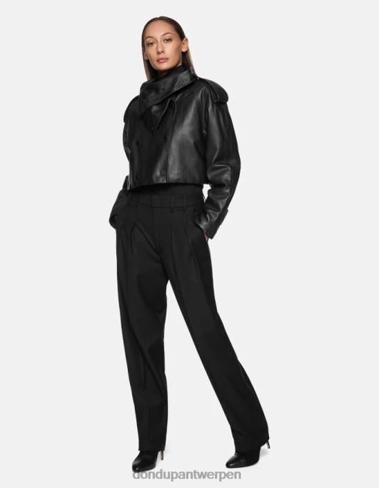 kleding DONDUP daly losvallende flanellen broek zwart vrouwen 4X00H195