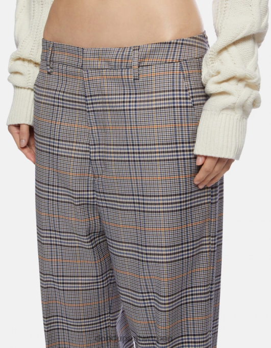 kleding DONDUP micaela losvallende broek met prins-of-wales-ruit blauw vrouwen 4X00H210