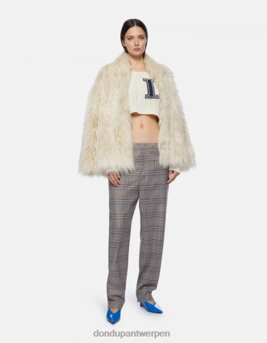 kleding DONDUP micaela losvallende broek met prins-of-wales-ruit blauw vrouwen 4X00H210