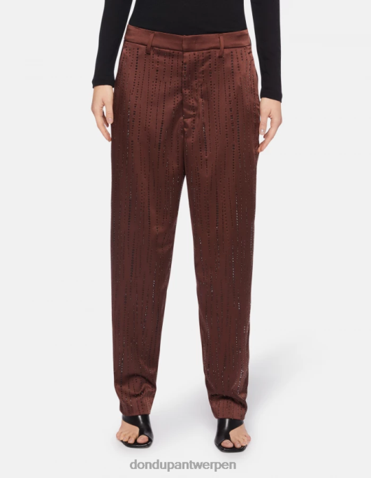 kleding DONDUP micaela losvallende satijnen broek cioccolato vrouwen 4X00H191