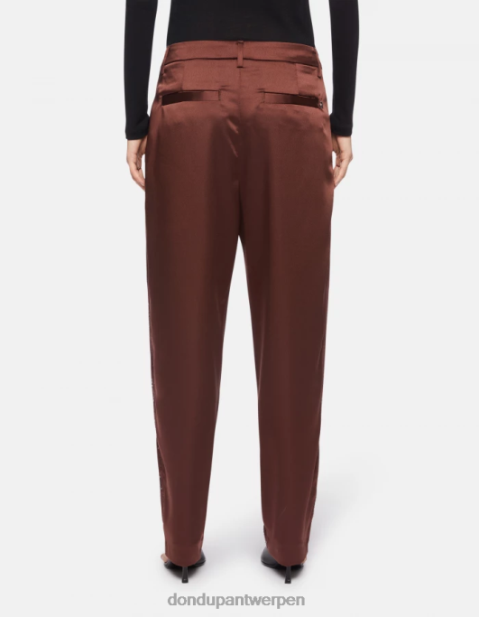 kleding DONDUP micaela losvallende satijnen broek cioccolato vrouwen 4X00H191