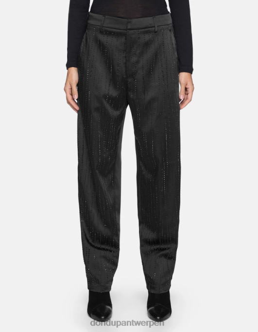 kleding DONDUP micaela losvallende satijnen broek zwart vrouwen 4X00H190