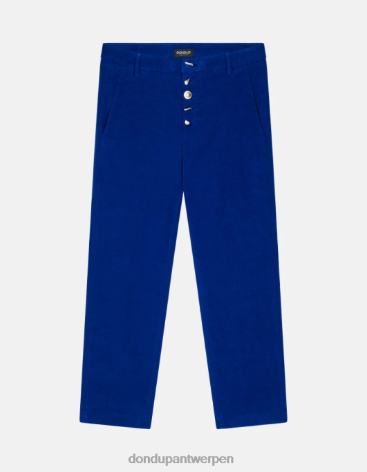 kleding DONDUP nima losvallende fluwelen broek koningsblauw vrouwen 4X00H138