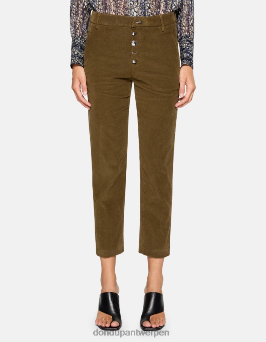 kleding DONDUP nima losvallende fluwelen broek leger groen vrouwen 4X00H134