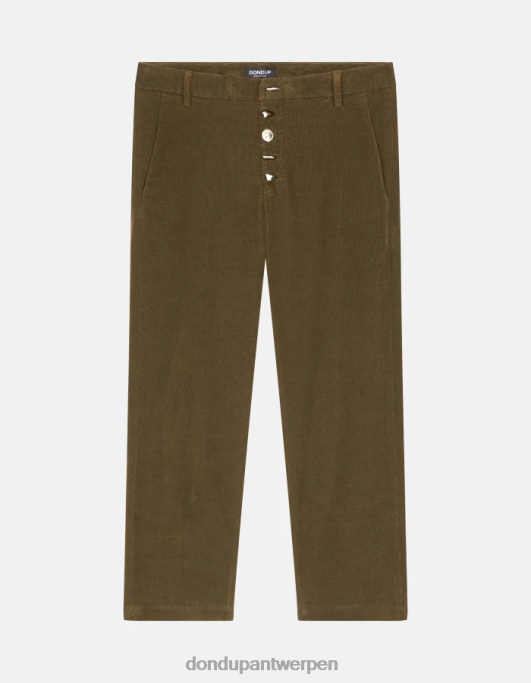 kleding DONDUP nima losvallende fluwelen broek leger groen vrouwen 4X00H134
