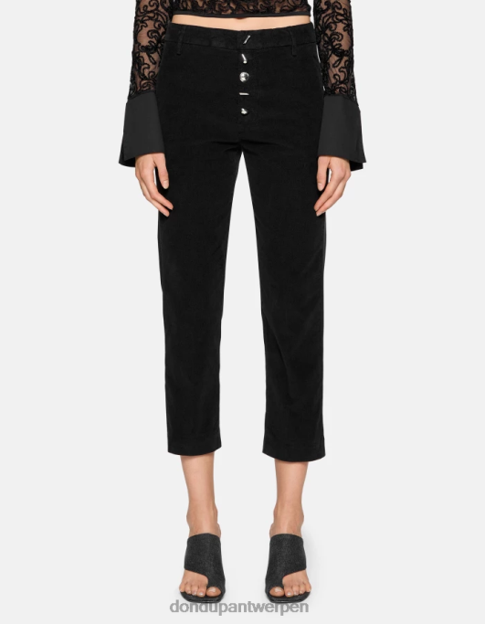 kleding DONDUP nima losvallende fluwelen broek zwart vrouwen 4X00H137