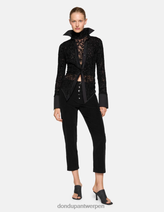 kleding DONDUP nima losvallende fluwelen broek zwart vrouwen 4X00H137