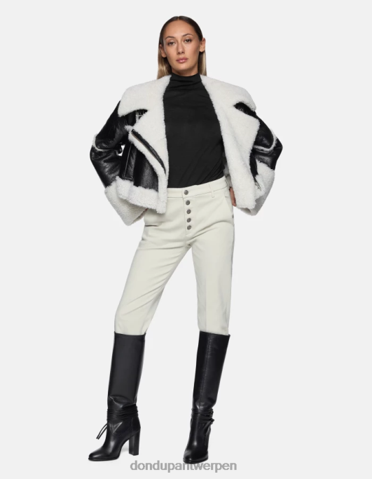 kleding DONDUP nima losvallende tricotine broek gesso vrouwen 4X00H231