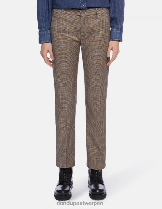 kleding DONDUP Kasya regular-fit pied-de-poule broek blauw vrouwen 4X00H174