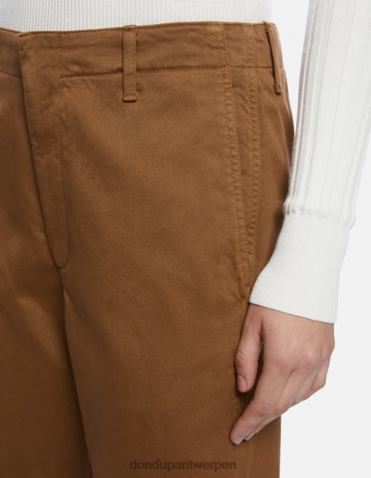 kleding DONDUP janis carrot-fit katoenen broek kaki vrouwen 4X00H129