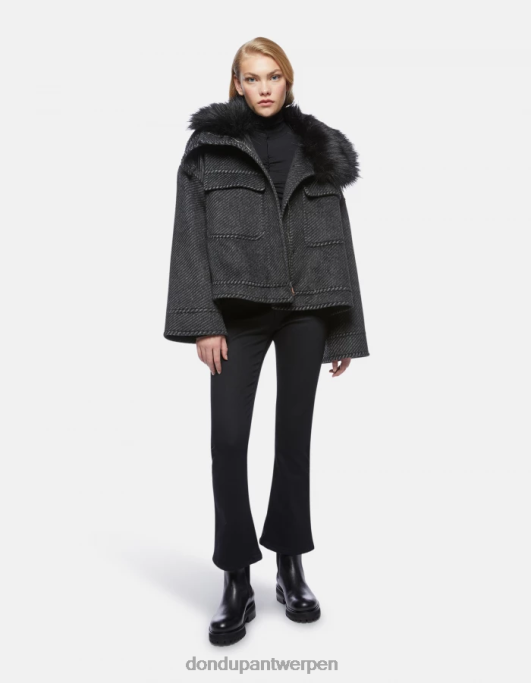 kleding DONDUP Mandy super skinny bootcut jeans van stretchdenim zwart vrouwen 4X00H79