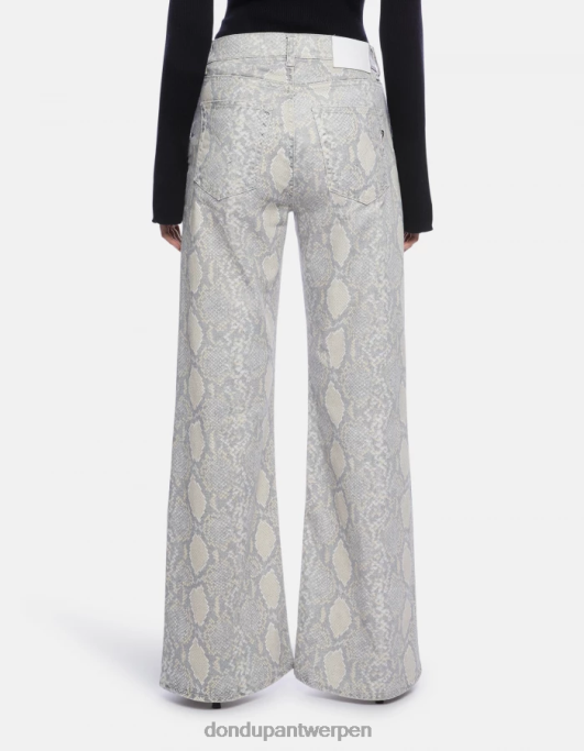 kleding DONDUP amberkleurige broek met wijde pijpen van bedrukt katoen natuurlijk vrouwen 4X00H105