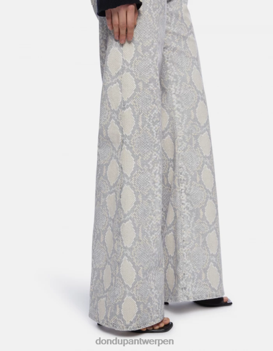 kleding DONDUP amberkleurige broek met wijde pijpen van bedrukt katoen natuurlijk vrouwen 4X00H105