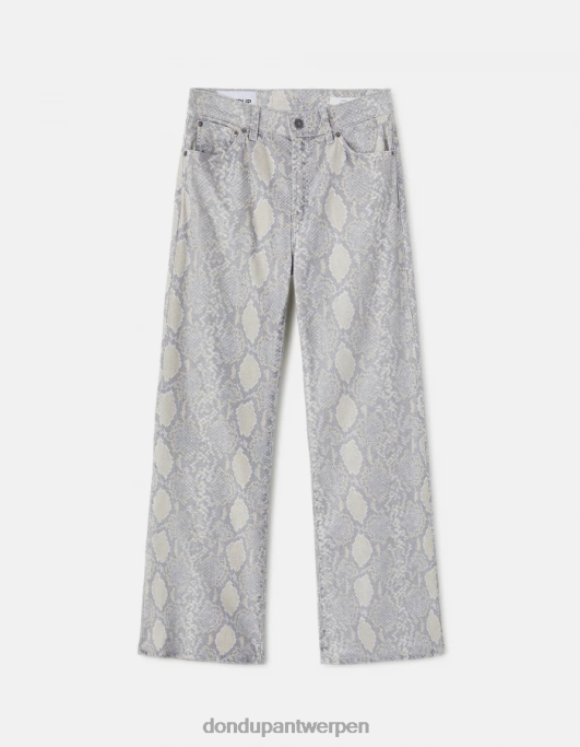 kleding DONDUP amberkleurige broek met wijde pijpen van bedrukt katoen natuurlijk vrouwen 4X00H105