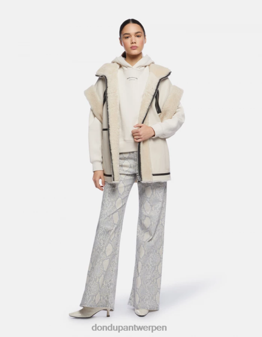 kleding DONDUP amberkleurige broek met wijde pijpen van bedrukt katoen natuurlijk vrouwen 4X00H105