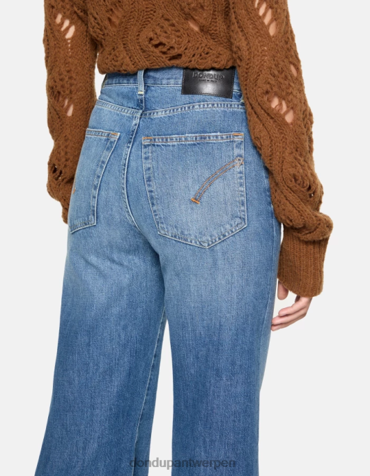 kleding DONDUP amberkleurige stijve denimjeans met wijde pijpen blauw vrouwen 4X00H69