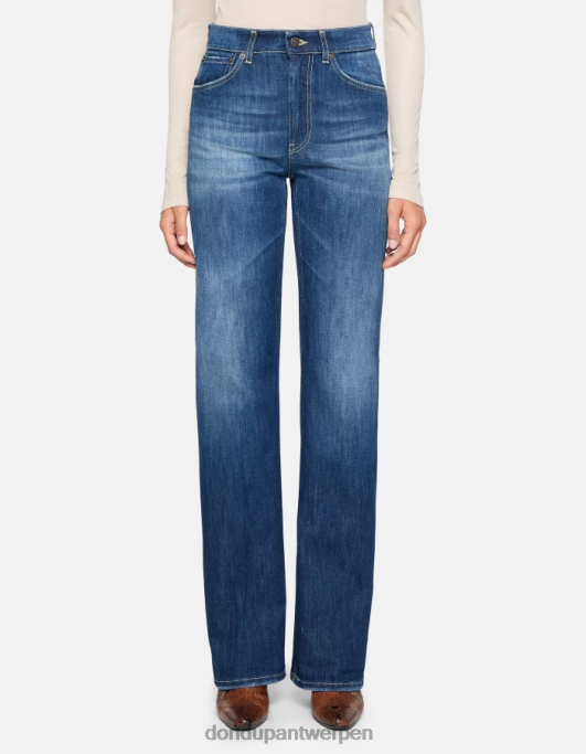 kleding DONDUP mabel stretchdenimjeans met wijde pijpen blauw vrouwen 4X00H8