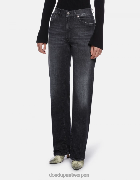 kleding DONDUP mabel stretchdenimjeans met wijde pijpen zwart vrouwen 4X00H104