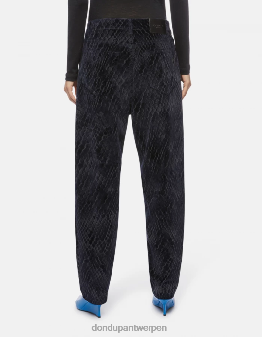 kleding DONDUP Nena losvallende denimjeans van gevlokt denim blauw vrouwen 4X00H117