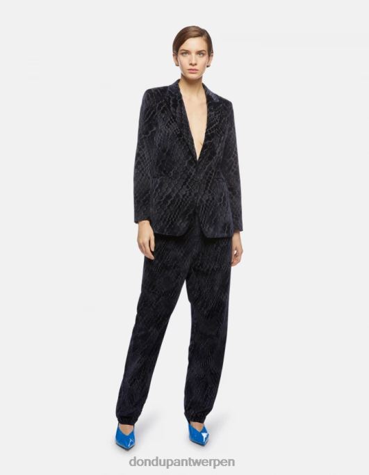 kleding DONDUP Nena losvallende denimjeans van gevlokt denim blauw vrouwen 4X00H117