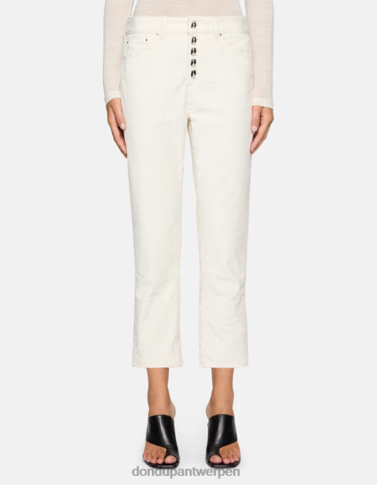 kleding DONDUP koons losvallende fluwelen broek albast vrouwen 4X00H107