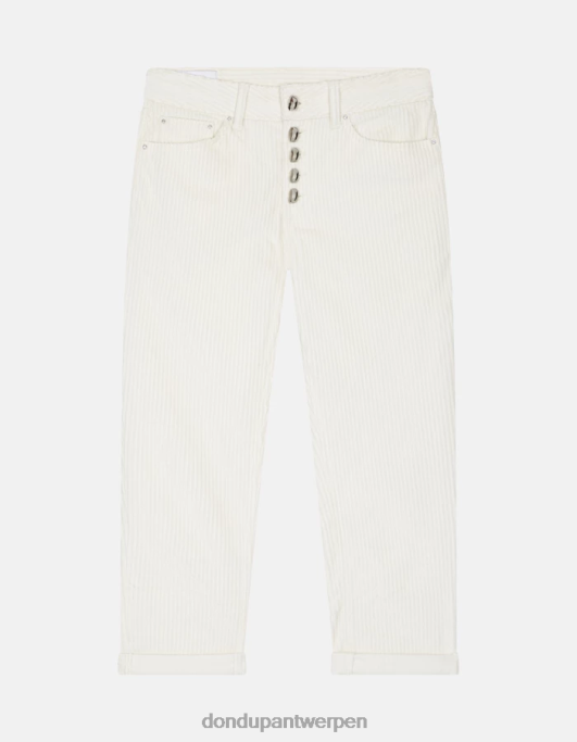 kleding DONDUP koons losvallende fluwelen broek albast vrouwen 4X00H107