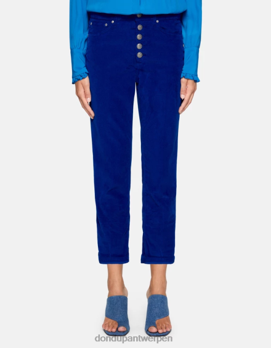 kleding DONDUP koons losvallende fluwelen broek koningsblauw vrouwen 4X00H74