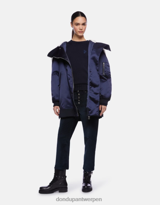 kleding DONDUP koons losvallende fluwelen broek marineblauw vrouwen 4X00H108