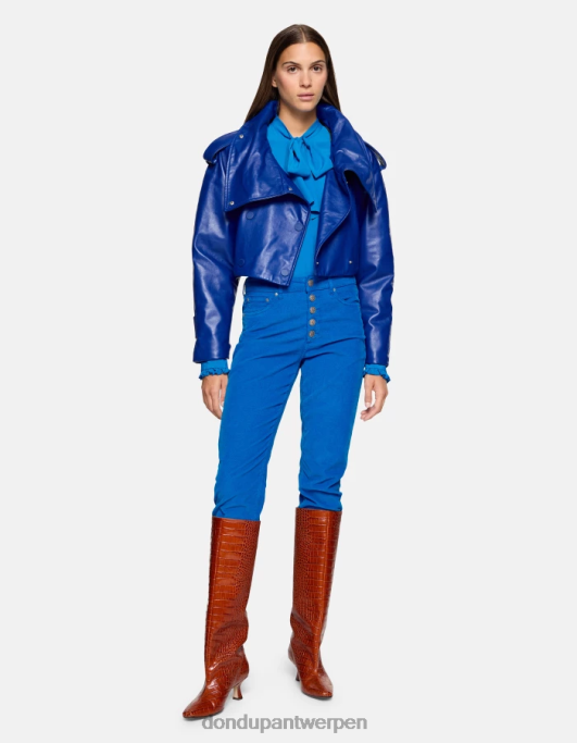 kleding DONDUP koons losvallende fluwelen broek turkoois vrouwen 4X00H75