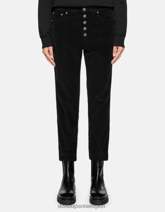 kleding DONDUP koons losvallende fluwelen broek zwart vrouwen 4X00H70
