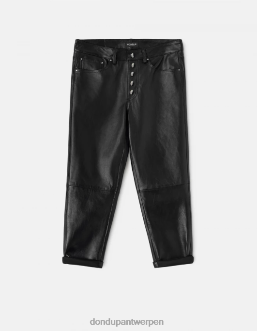 kleding DONDUP koons losvallende nappaleren broek zwart vrouwen 4X00H115
