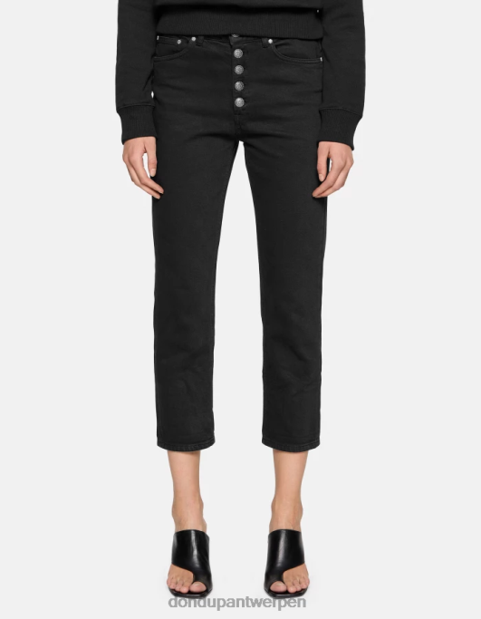 kleding DONDUP koons losvallende stretch bull-denimjeans zwart vrouwen 4X00H36