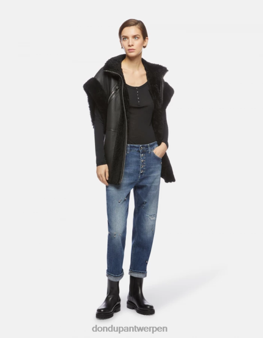 kleding DONDUP koons losvallende stretchdenimjeans blauw vrouwen 4X00H113