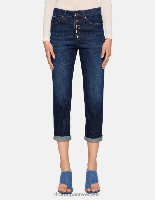 kleding DONDUP koons losvallende stretchdenimjeans blauw vrouwen 4X00H19