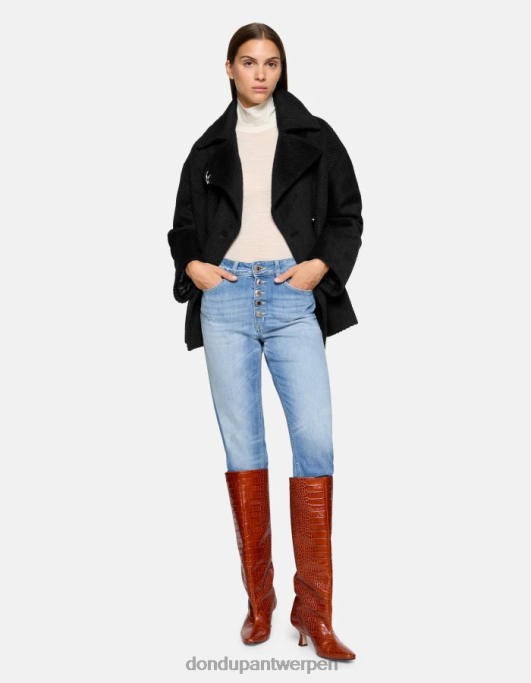 kleding DONDUP koons losvallende stretchdenimjeans blauw vrouwen 4X00H90