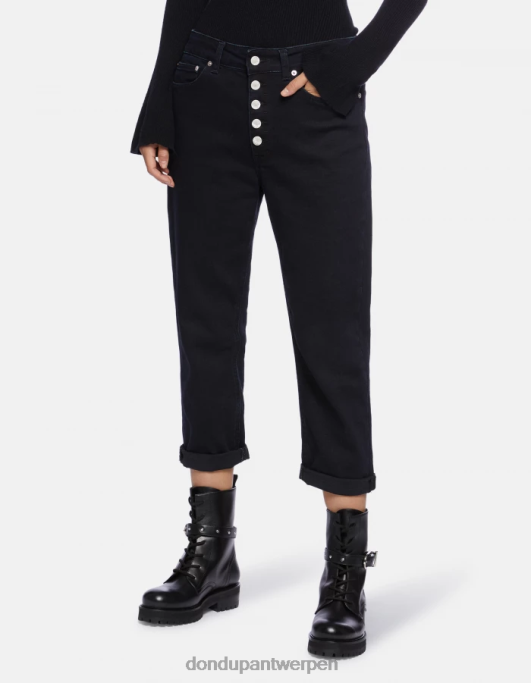kleding DONDUP koons losvallende stretchdenimjeans blu toeareg vrouwen 4X00H116