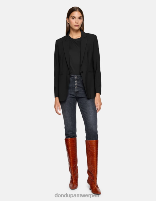 kleding DONDUP koons losvallende stretchdenimjeans zwart vrouwen 4X00H102