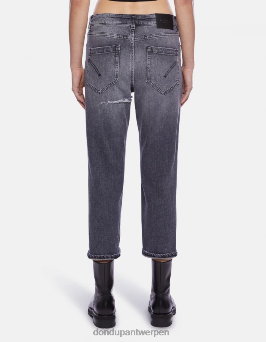 kleding DONDUP koons losvallende stretchdenimjeans zwart vrouwen 4X00H114