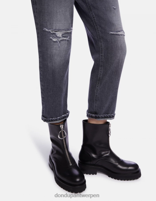 kleding DONDUP koons losvallende stretchdenimjeans zwart vrouwen 4X00H114