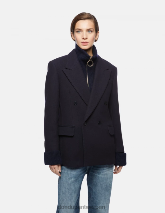 kleding DONDUP Blazer van stof met dubbele rij knopen marineblauw vrouwen 4X00H395