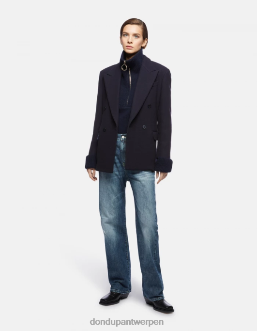 kleding DONDUP Blazer van stof met dubbele rij knopen marineblauw vrouwen 4X00H395