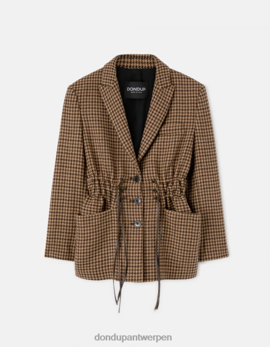 kleding DONDUP Blazer van wolmix met één rij knopen cioccolato vrouwen 4X00H371