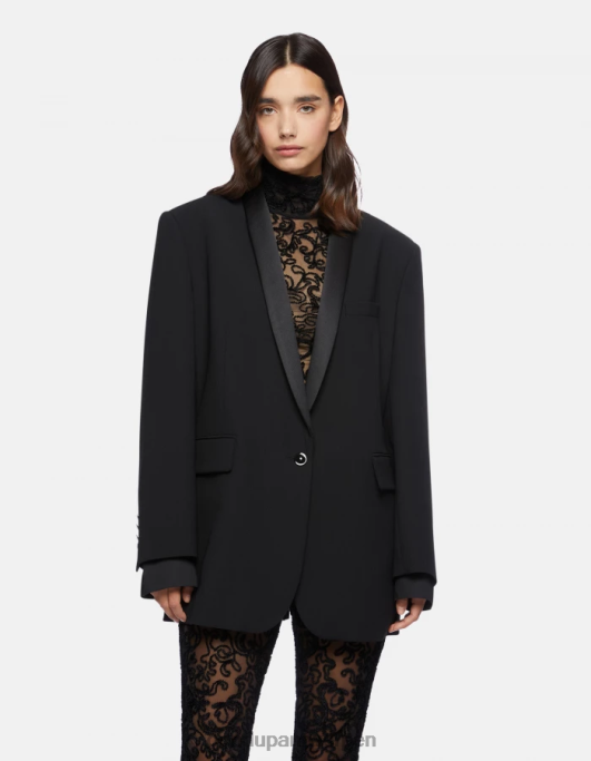 kleding DONDUP Blazer van wolmix met één rij knopen zwart vrouwen 4X00H388