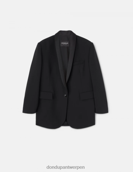 kleding DONDUP Blazer van wolmix met één rij knopen zwart vrouwen 4X00H388