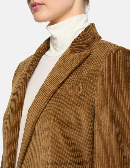 kleding DONDUP Fluwelen blazer met enkele rij knopen kaneel vrouwen 4X00H377